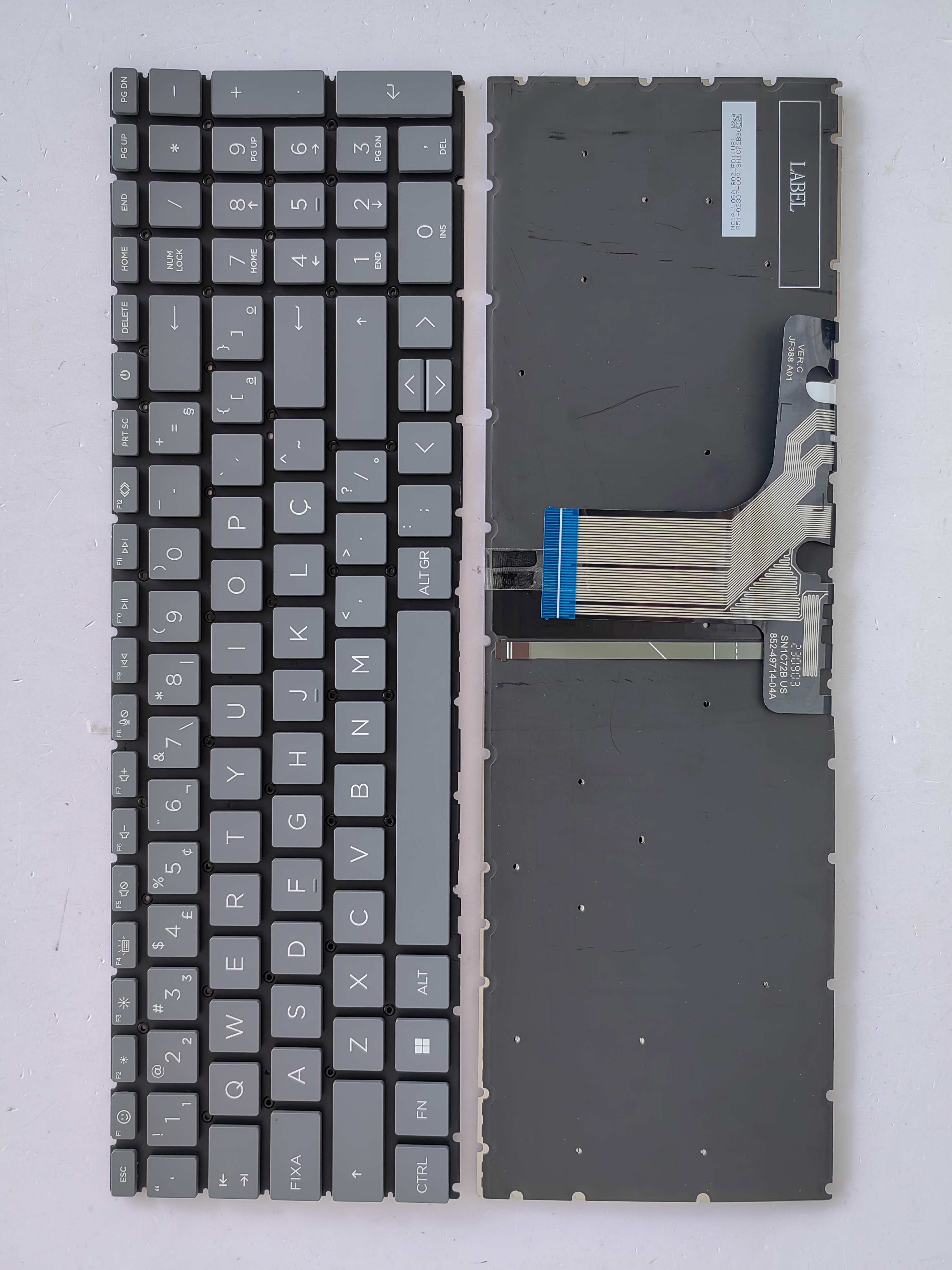 Picture of New Replacement Laptop Keyboard For HP 15-FC/15-FD small carriage return Grey Backlit BR Layout